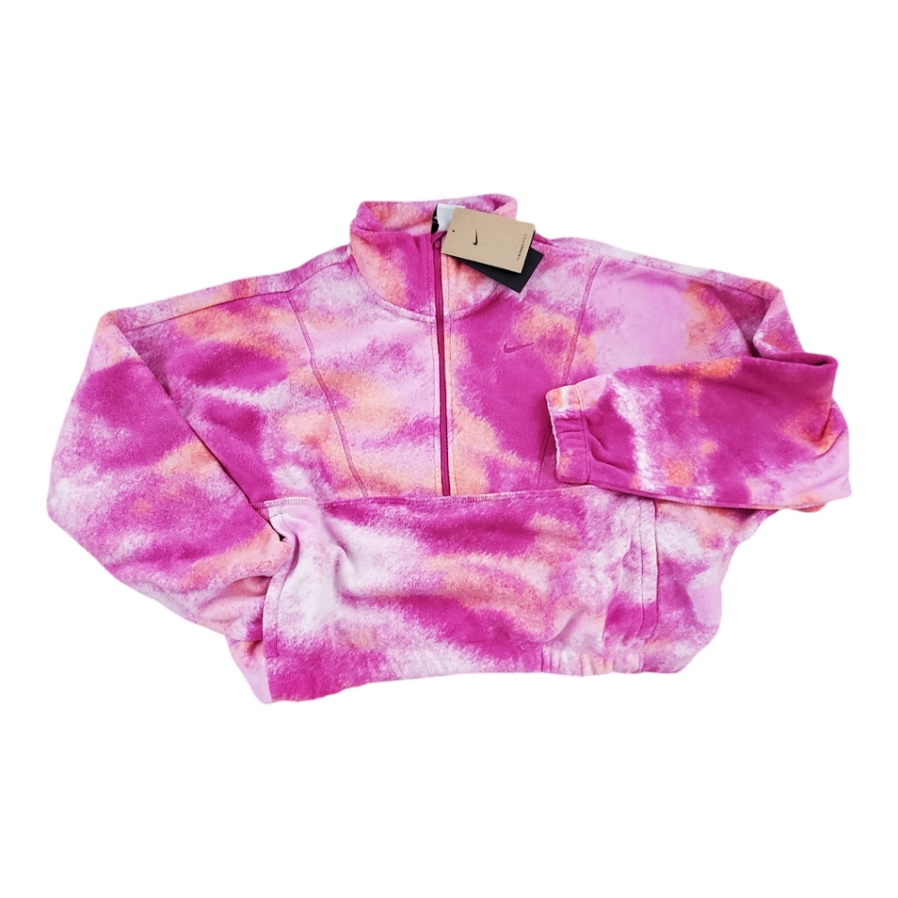 Nike one Therma-FIT oversized half zip fleece pink pullover sweatshirt new - Picture 3 of 9